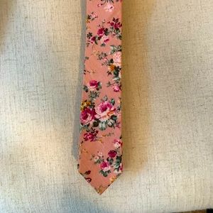Pink floral skinny tie